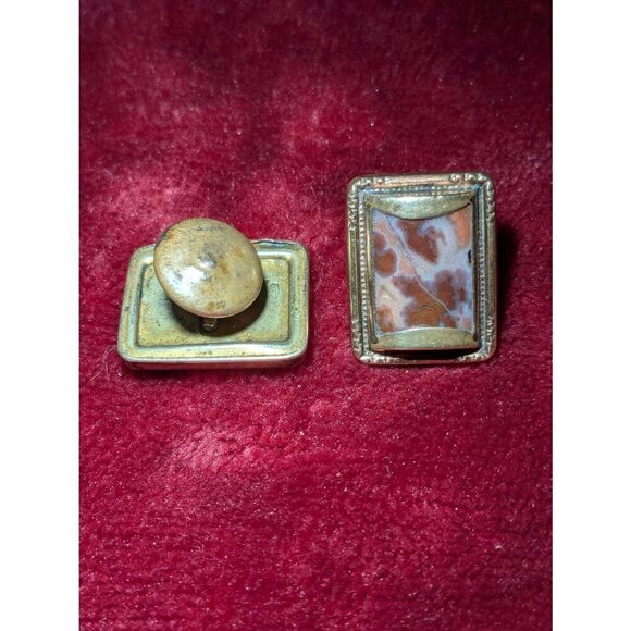 Antique ACNE GF Victorian,art deco cuff links w/ natural stone agate. - Picture 2 of 8